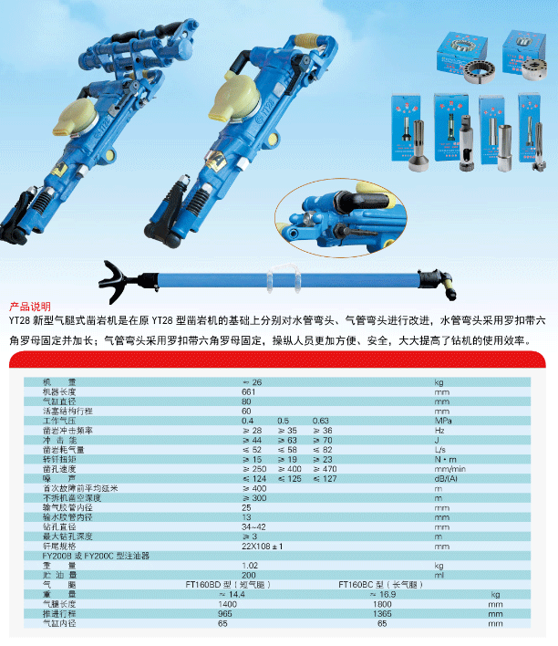 yt28新型气腿式凿岩机